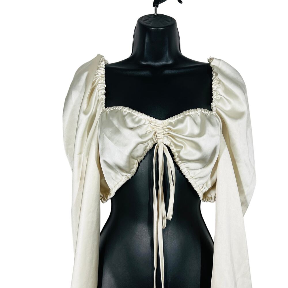 Jagger & Stone Satin Crop Bikini Top Going Out Long Sleeve - 8